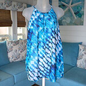 NWOT Worthington Flowy Sleeveless Halter Style Top with Pleated Neckline Size Sm